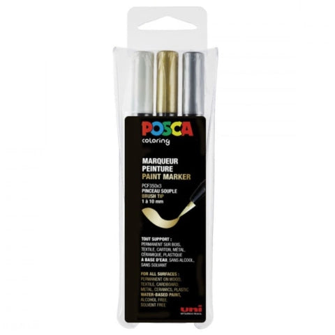 Posca Brush PCF-350 Metallic 3-set