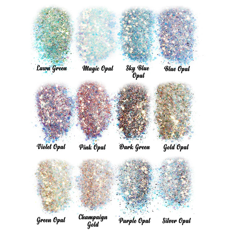 Let´s Resin  Opal Chunky Glitter - 12 färger