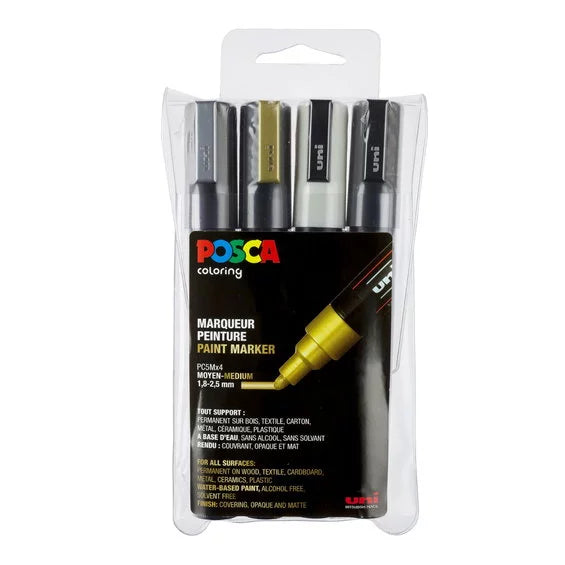 Posca Brush PC5m Metallic 4-set