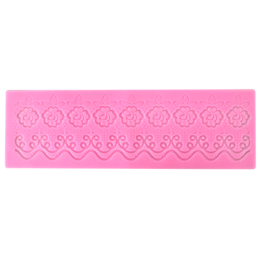 Silicone mold - soft - row pattern, rose and lace