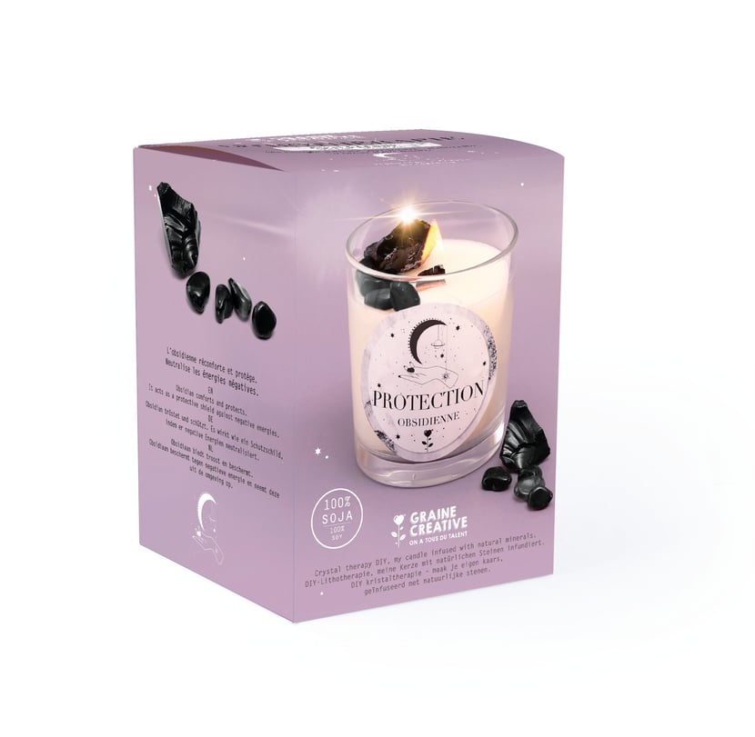 Candle Making Kit - Lithotherapy Candle - Obsidian 