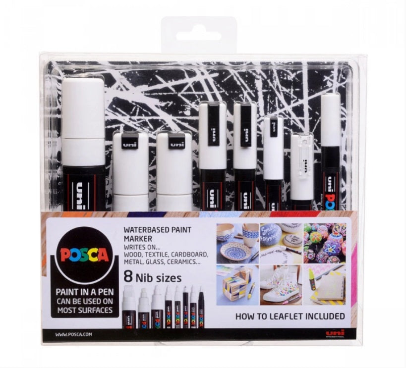 POSCA 8-NIB set White