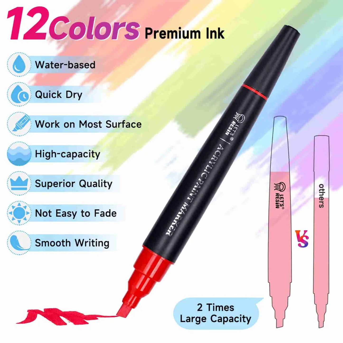 Acrylic Paint Markers - 12 Colors