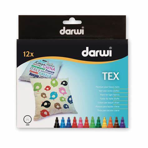 DARWI TEX OPAQUE MARKER - SET 12 X 6 ML